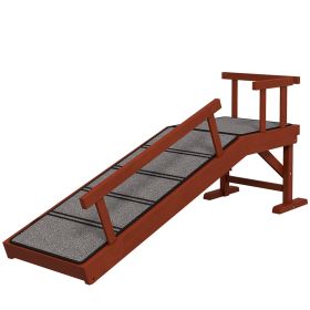 PawHut Wooden Dog Ramp with Removable Guardrails, Non-Slip Surface, 49" Long, Brown