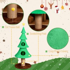 59in Large Tall Christmas Tree Cat Tower with 2 Cat Condos & Scratching Post