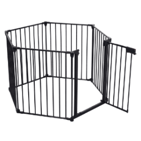 150 Adjustable Safety Gate 6 Panels Play Yard Metal Doorways Fireplace Fence Christmas Tree Fence Gate For House Stairs Gate Prohibited Area Fenc (Option: Black)