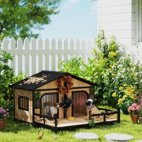 Dog House Outdoor (Option: Natural Wood-915x145x850 mm)