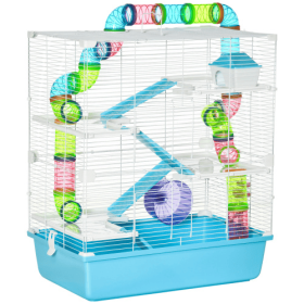 Oversized 23 Hamster Cage With Tube And Tunnel, Portable Carrying Handle (Option: Blue)