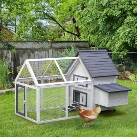 48" Wood Outdoor Chicken Coop House with Nesting Box (Option: White, Gray, Black-10x10x10 mm)