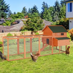 136.5" Chicken Coop Large Chicken House Deluxe Rabbit Hutch Lockable Poultry Hen Cage Backyard with Nesting Box and Run (Option: Natural Wood 5-1060x890x290 mm)