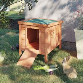 Small Rabbit Hutch Bunny Cage Guinea Pig Cage Duck House Dog House with Openable & Waterproof Roof (Option: Natural-575x475x165 mm)