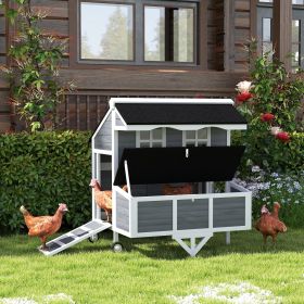 43" Chicken Coop with Wheels (Option: Gray-1185x745x270 mm)