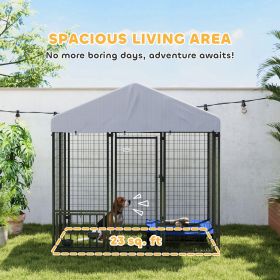 Outdoor Dog Kennel With Roof With Escape-proof Lock, UV-Resistant & Waterproof Cover, 5.9 X 4 X 6, Silver (Option: Grey)