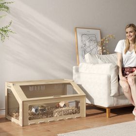 Hamster Cage Habitat with Acrylic Window & Openable Top for Dwarf Hamster (Option: Oak-1060x630x160 mm)